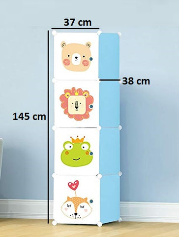 KriShyam® Portable Closet Wardrobe Cube Wardrobe for Hanging Clothes, Modular Cabinet for Space Saving, Ideal Storage Organizer Cube for Books, Toys, Towels (4 Box Pink, Green, Blue, Tower)