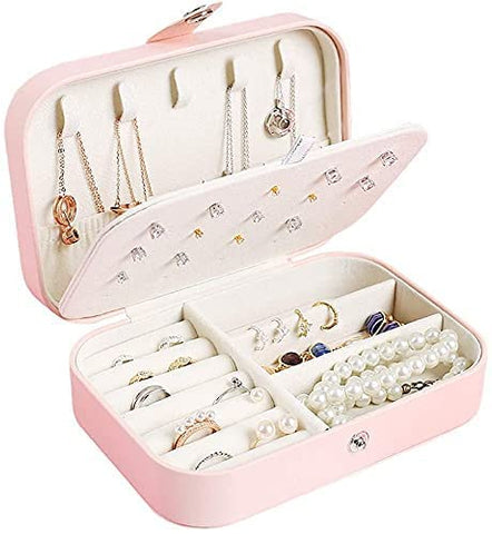 KriShyam® Travel Jewelry Case, Earring Organizer Box, Mini Jewellery Box,Portable Jewelry Box Display Storage Case,Bangle Box,Jewellery Organisers, Storage Boxes for Ring Box & Earrings Jewellery Box for Women(Baby Pink)