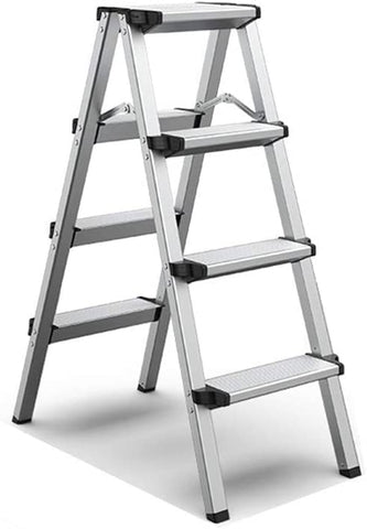 KriShyam®  Step Stool Telescoping Ladder Stepstool Folding 4 Step Ladder Stool with Double-Side Pedal - Aluminum Alloy Stepladders for Household, Kitchen Office Outdoor Indoor Garden Stepladder