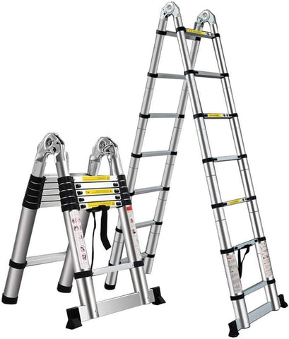 KriShyam® Telescopic Extension Portable Aluminum Telescopic Ladder Multi-Purpose A- Frame Ladder Heavy Duty Extension Ladder for Home(Size : 4.4m/14.4ft)