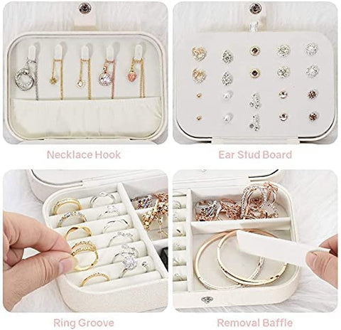 KriShyam® Travel Jewelry Case,Mini Jewellery Box,Portable Jewelry Box Display Storage Case,Bangle Box,Jewellery Organisers, Storage Boxes for Rings & Earrings