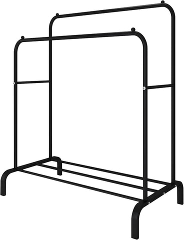 KriShyam®  Double Pole Hanger Garment Rack Freestanding Hanger Double Rods Multi-Functional Bedroom Clothing Rack (Hanger) Black