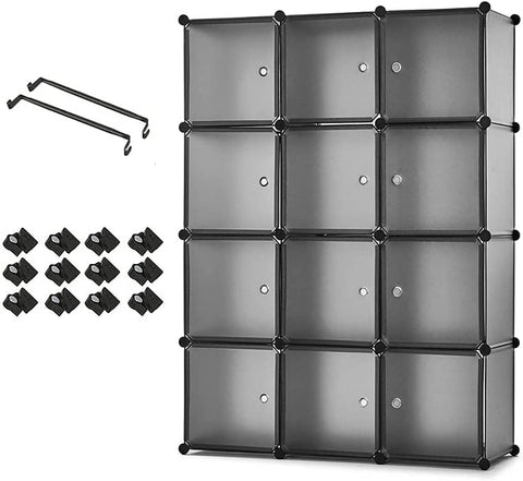 KriShyam ® 12 Door Plastic Sheet Wardrobe Storage Rack Closest Organizer for Clothes Kids Living Room Bedroom Small Accessories/bookcase/toys