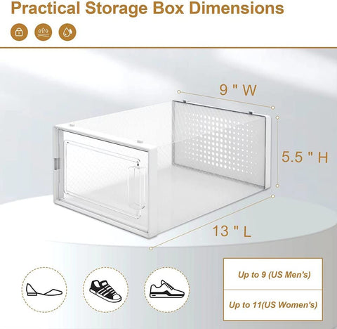 KriShyam® Shoe Storage Box,Shoe Box Plastic Stackable,Drawer Type Front Opening,Shoe Organizer and Shoe Containers For Men/Women(White) (Pack of 10)