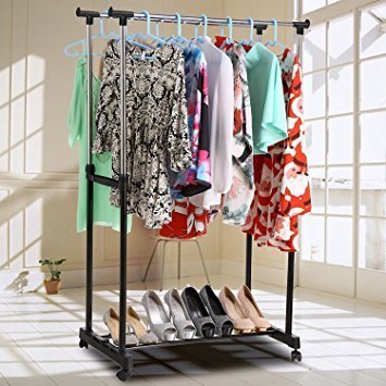 KriShyam® Stainless Steel Aluminum Floor Cloth Dryer Stand Double-Pole, Adjustable Portable Clothes Hanger/Laundry Rack Hanger/Shoe Rack Garment