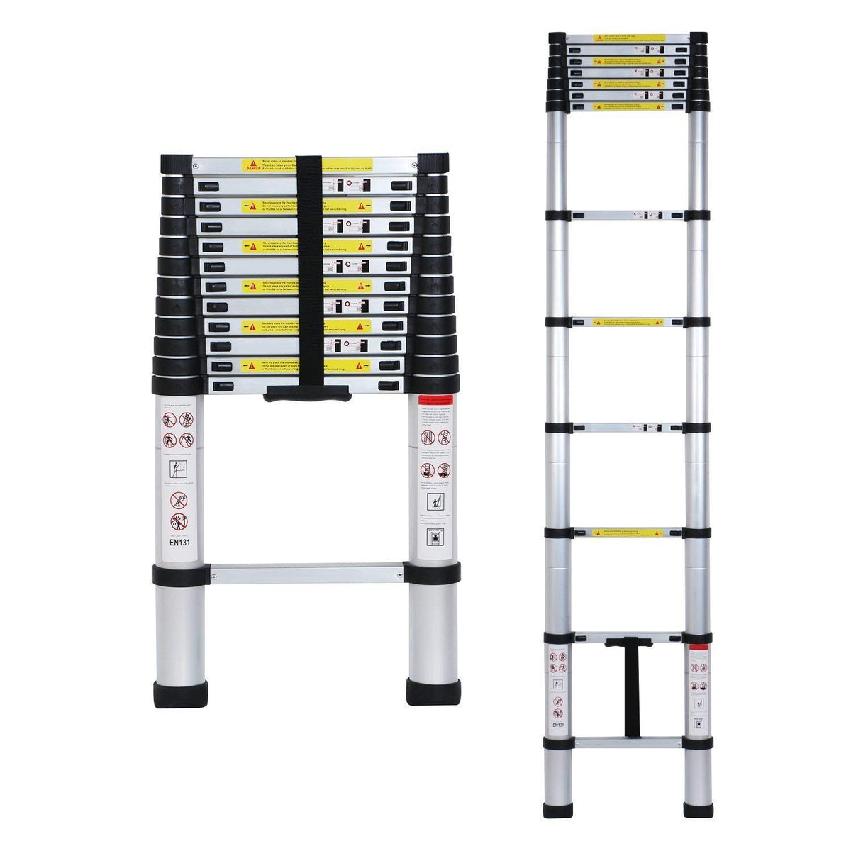 KRISHYAM® Telescoping Telescopic Extension Ladder 16.5 FT/5m Aluminum Alloy Extendable Lightweight Ladder Steps Safety for Roofing Business, Household Use, Outdoor Work, 330 lbs Capacity