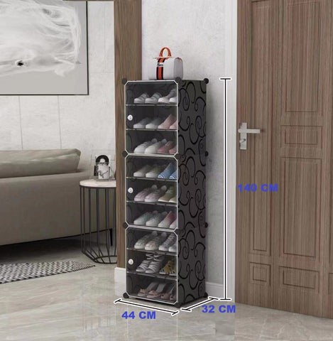 Krishyam® Portable Shoe Rack Organizer, Plastic Cube Storage 18 Pair Tower 9 Steps Plastic Shoe Rack (9 Shelves, DIY(Do-It-Yourself))