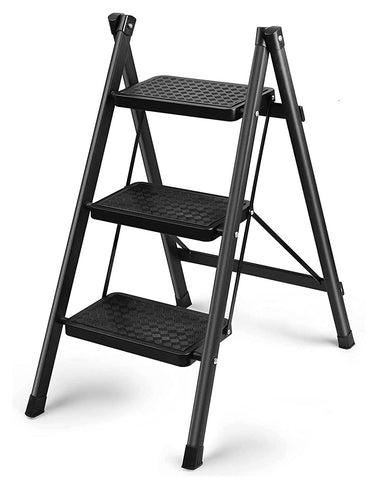 KriShyam® Step Ladder 3 Step Folding Step Stool with Non-Slip Pedal Lightweight 150kg Sturdy Aluminum Herringbone Ladder Multi-use for Household Kitchen ( Size : 3-Step Ladder)