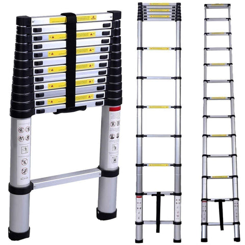 KRISHYAM® Portable Ultra-Stable Aluminium Folding Compactor Household and Outdoor Purpose, Large, 15-Steps Telescopic Ladder 4.4 Meter (14.5 Feet)