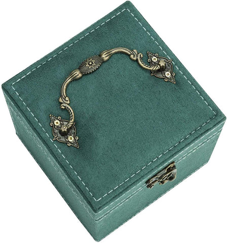 KriShyam® 3-Layer Velvet Jewelry Box Case Organizer Small Vintage Jewelry Earring Ring Necklace Rack Storage Drawer Jewelry Box Organizer For Teen Girls Women(Green)