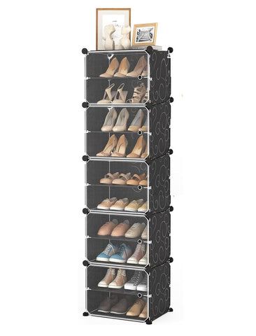 Krishyam® Portable Shoe Rack Organizer, Plastic Cube Storage 20 Pair Tower 10 Steps Plastic Shoe Rack (10 Shelves, DIY(Do-It-Yourself))