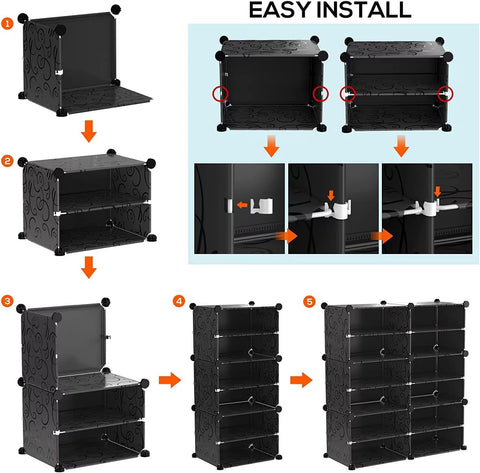 Krishyam® Portable Shoe Rack Organizer, Plastic Cube Storage 24 Pair Tower 12 Steps Plastic Shoe Rack (12 Shelves, DIY(Do-It-Yourself))