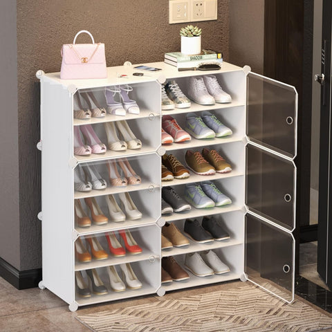 Krishyam® Portable Shoe Rack Organizer, Plastic Cube Storage 24 Pair Tower 12 Steps Plastic Shoe Rack (12 Shelves, DIY(Do-It-Yourself))
