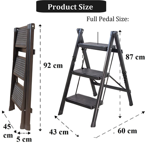 KriShyam® Step Ladder 3 Step Folding Step Stool with Non-Slip Pedal Lightweight 150kg Sturdy Aluminum Herringbone Ladder Multi-use for Household Kitchen ( Size : 3-Step Ladder)