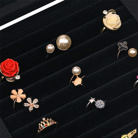 KriShyam® Lid Jewelry Box Organizer with LockWomen Jewellery Storage Packaging(9 Rows Earring Ring Case 9Grid) Jewelry Storage Box for Girls/women (2 in 1)