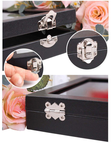 KriShyam® Fabric Glass Jewelry Ring Display Box Tray Holder Storage Box Organizer Display Storage Showcase Holder Organizer, Fabric Glass Tray Holder Storage Box Organizer (Black)