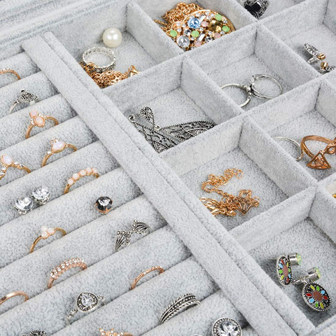 KriShyam® Lid Jewelry Box Organizer with LockWomen Jewellery Storage Packaging(9 Rows Earring Ring Case 9Grid) Jewelry Storage Box for Girls/women (2 in 1)