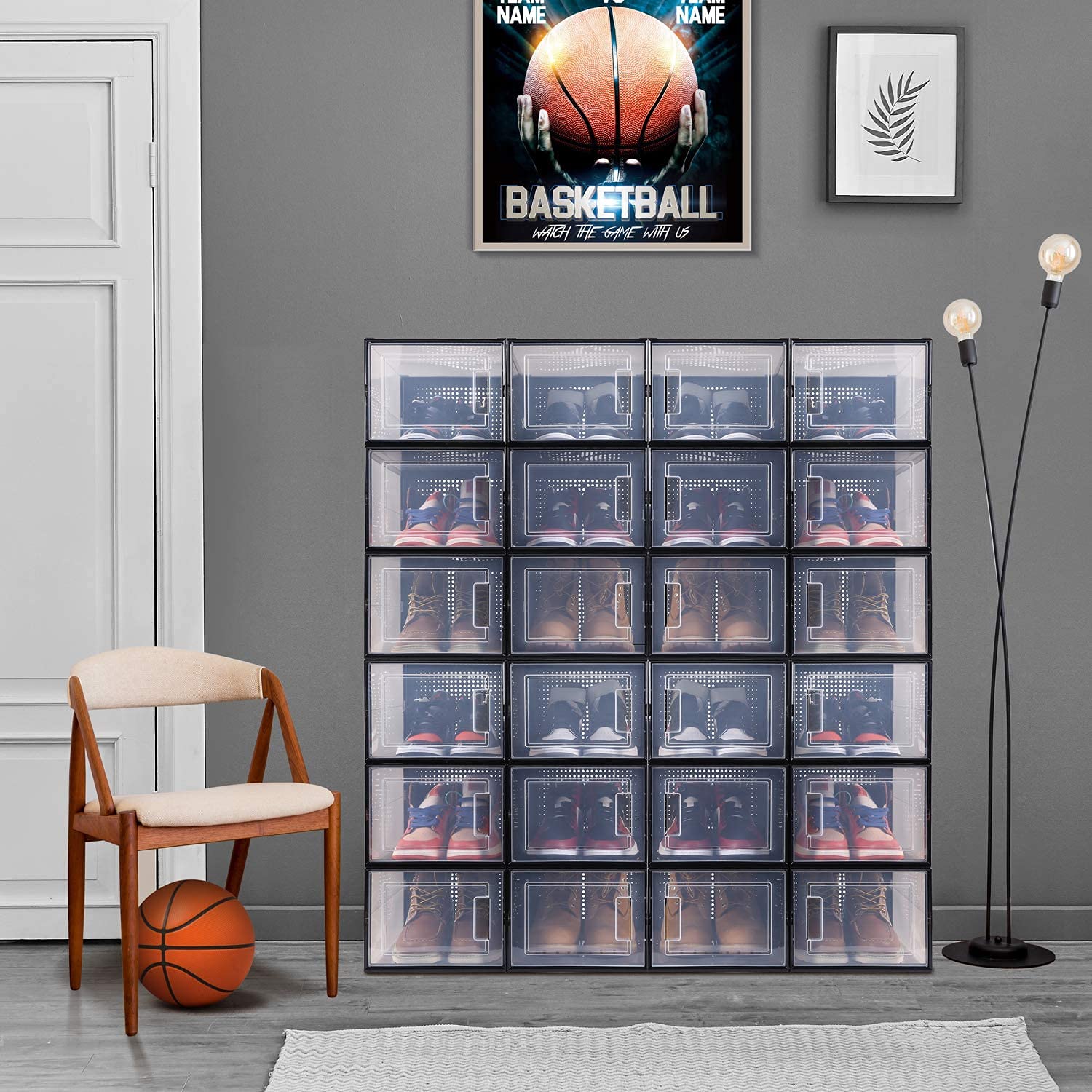 KriShyam® Shoe Storage Box,Shoe Box Plastic Stackable,Drawer Type Fron