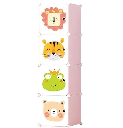 KriShyam® Portable Closet Wardrobe Cube Wardrobe for Hanging Clothes, Modular Cabinet for Space Saving, Ideal Storage Organizer Cube for Books, Toys, Towels (4 Box Pink, Green, Blue, Tower)