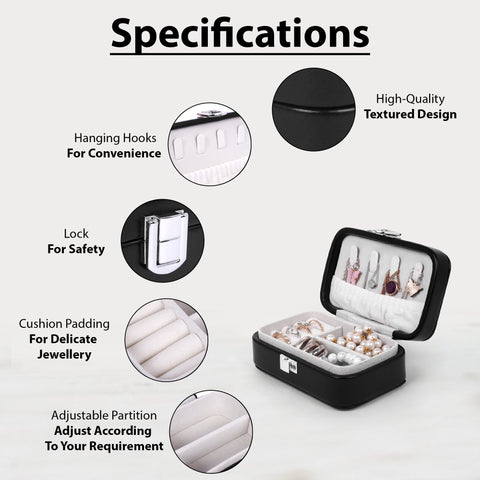 KRISHYAM® Portable Travel Jewelry Box Organizer – Compact PU Leather Case, Ring Holder & Necklace Hooks – Ideal for Women & Girls (Black, Brown, Caramel, Pink, White, Wine Red)