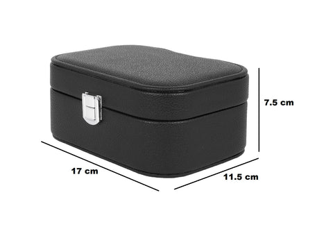 BucketList® PU Leather Jewellery Organizer Box with Mirror | Travel-Friendly Jewelry Storage Case with Ring Slots & Secure Lock (Travel Jewellery Box with Mirror (Black, Blue, Pink, white)