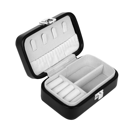 KRISHYAM® Portable Travel Jewelry Box Organizer – Compact PU Leather Case, Ring Holder & Necklace Hooks – Ideal for Women & Girls (Black, Brown, Caramel, Pink, White, Wine Red)