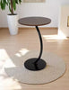 KRISHYAM® Modern C-Shaped Side Table with Wooden Round Top & Metal Base | Sofa End Table for Living Room, Bedroom & Office | Walnut Finish Top with Black Metal Stand