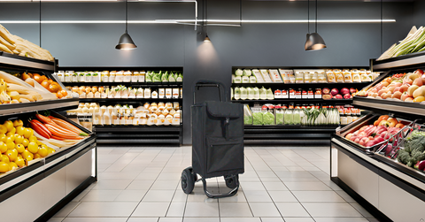 KriShyam® Folding Shopping Cart for Supermarket Large Capacity 2 Wheel Black Shopping Trolley Lightweight Shopping Trolley Bags (2 Wheel Black Plain)