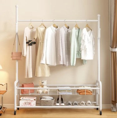 Krishyam® Exquisite Clothes Rail Rack Clothes Rail, 4 in 1 Coat Rack on Brake Wheels, Multifunction Garment Rack with Cactus Hooks and Double Tier Storage Shelf