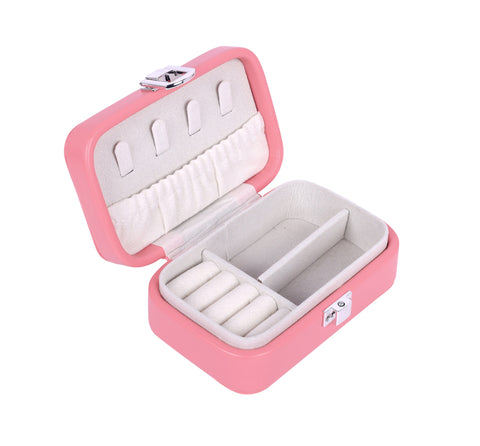 KRISHYAM® Portable Travel Jewelry Box Organizer – Compact PU Leather Case, Ring Holder & Necklace Hooks – Ideal for Women & Girls (Black, Brown, Caramel, Pink, White, Wine Red)