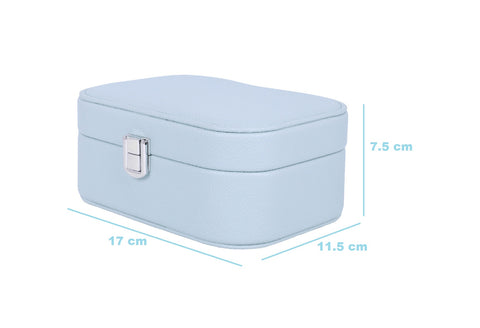 BucketList® PU Leather Jewellery Organizer Box with Mirror | Travel-Friendly Jewelry Storage Case with Ring Slots & Secure Lock (Travel Jewellery Box with Mirror (Black, Blue, Pink, white)