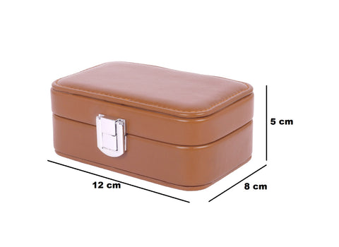 KRISHYAM® Portable Travel Jewelry Box Organizer – Compact PU Leather Case, Ring Holder & Necklace Hooks – Ideal for Women & Girls (Black, Brown, Caramel, Pink, White, Wine Red)