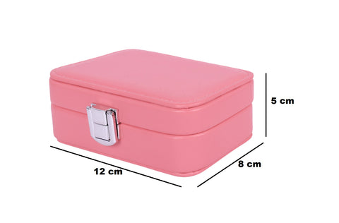 KRISHYAM® Portable Travel Jewelry Box Organizer – Compact PU Leather Case, Ring Holder & Necklace Hooks – Ideal for Women & Girls (Black, Brown, Caramel, Pink, White, Wine Red)