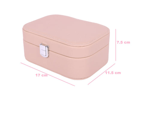 BucketList® PU Leather Jewellery Organizer Box with Mirror | Travel-Friendly Jewelry Storage Case with Ring Slots & Secure Lock (Travel Jewellery Box with Mirror (Black, Blue, Pink, white)