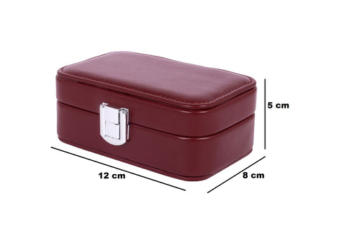 KRISHYAM® Portable Travel Jewelry Box Organizer – Compact PU Leather Case, Ring Holder & Necklace Hooks – Ideal for Women & Girls (Black, Brown, Caramel, Pink, White, Wine Red)