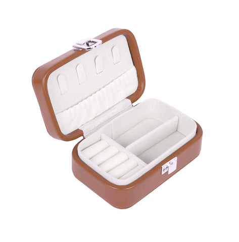 KRISHYAM® Portable Travel Jewelry Box Organizer – Compact PU Leather Case, Ring Holder & Necklace Hooks – Ideal for Women & Girls (Black, Brown, Caramel, Pink, White, Wine Red)