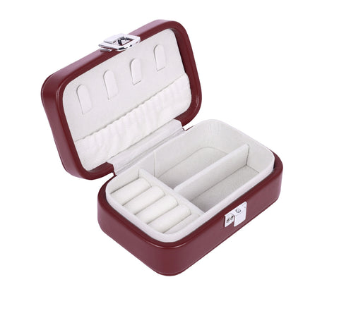 KRISHYAM® Portable Travel Jewelry Box Organizer – Compact PU Leather Case, Ring Holder & Necklace Hooks – Ideal for Women & Girls (Black, Brown, Caramel, Pink, White, Wine Red)