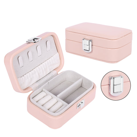 KRISHYAM® Portable Travel Jewelry Box Organizer – Compact PU Leather Case, Ring Holder & Necklace Hooks – Ideal for Women & Girls (Black, Brown, Caramel, Pink, White, Wine Red)