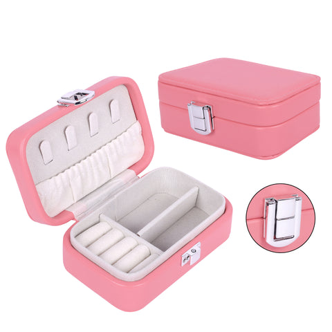 KRISHYAM® Portable Travel Jewelry Box Organizer – Compact PU Leather Case, Ring Holder & Necklace Hooks – Ideal for Women & Girls (Black, Brown, Caramel, Pink, White, Wine Red)