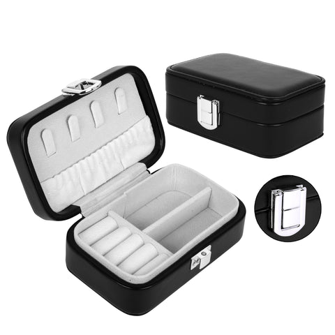 KRISHYAM® Portable Travel Jewelry Box Organizer – Compact PU Leather Case, Ring Holder & Necklace Hooks – Ideal for Women & Girls (Black, Brown, Caramel, Pink, White, Wine Red)