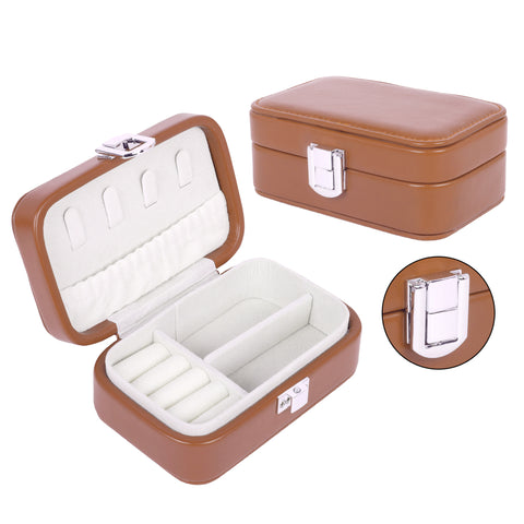 KRISHYAM® Portable Travel Jewelry Box Organizer – Compact PU Leather Case, Ring Holder & Necklace Hooks – Ideal for Women & Girls (Black, Brown, Caramel, Pink, White, Wine Red)