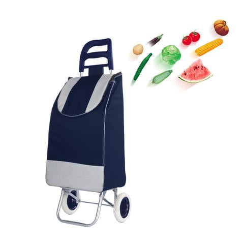 KriShyam® Folding Essential Shopping Trolley-Luggage-Bag-with-2 wheels (Navy Blue & Black )