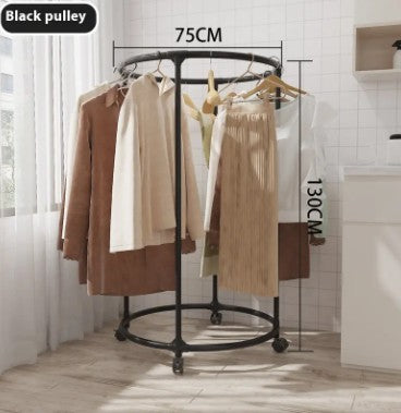 KriShyam® Round Garment Rack with Wheels – Freestanding Metal Clothing Rack, Multi-Purpose Floor-Standing Clothes Organizer for Retail & Home