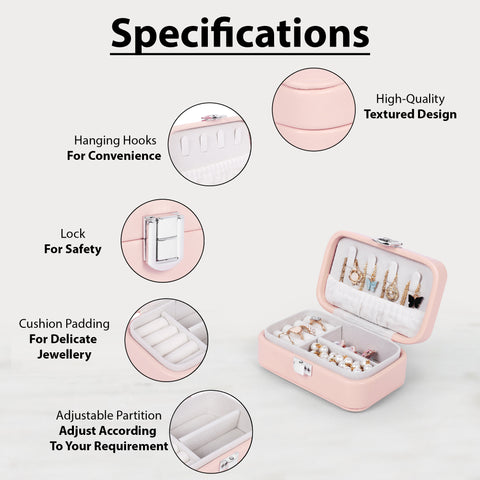 KRISHYAM® Portable Travel Jewelry Box Organizer – Compact PU Leather Case, Ring Holder & Necklace Hooks – Ideal for Women & Girls (Black, Brown, Caramel, Pink, White, Wine Red)