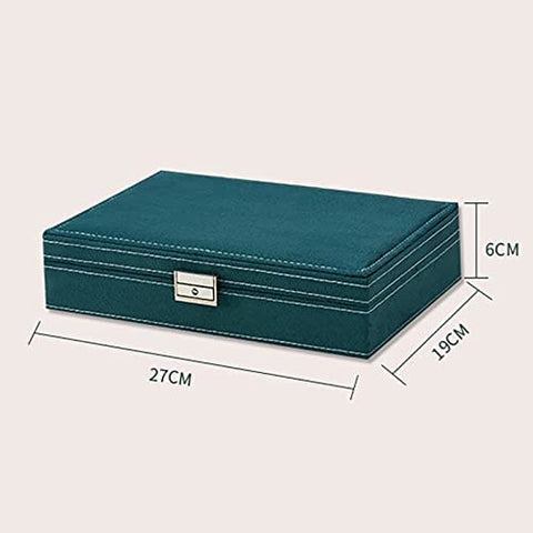KRISHYAM® Velvet Jewelry Box Organizer for Women, Large Capacity Jewellery Storage Case for Necklace, Earrings, Rings & Bracelets, Multi-Functional Portable Jewelry Holder Gift Box, Green