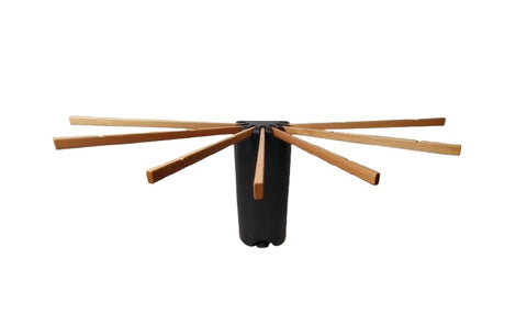 Krishyam® Foldable Clothes Drying Rack, Fan-Shaped, Tripod Stand, 360° Rotation, Wooden Poles, Foot Buckle, Indoor/Outdoor Use. (7 STICK, BLACK WOODEN)