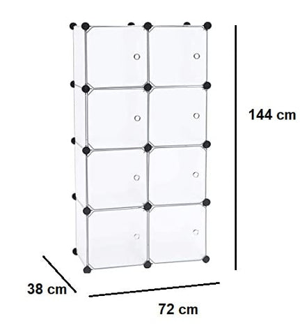 KriShyam ® 8 Door Plastic Sheet Wardrobe Storage Rack Closest Organizer for Clothes Kids Living Room Bedroom Small Accessories/bookcase/toys