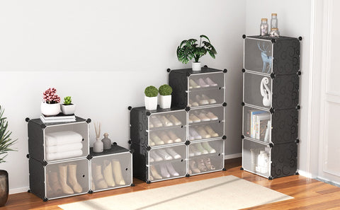 Krishyam® Portable Shoe Rack Organizer, Plastic Cube Storage 20 Pair Tower 10 Steps Plastic Shoe Rack (10 Shelves, DIY(Do-It-Yourself))