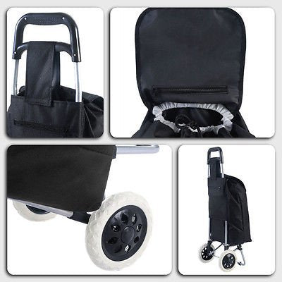 KriShyam® Folding Essential Shopping Trolley-Luggage-Bag-with-2 wheels (Navy Blue & Black )