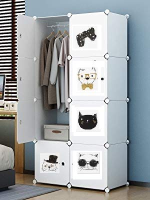 KriShyam ® 8 Door Plastic Sheet Wardrobe Storage Rack Closest Organizer for Clothes Kids Living Room Bedroom Small Accessories/bookcase/toys